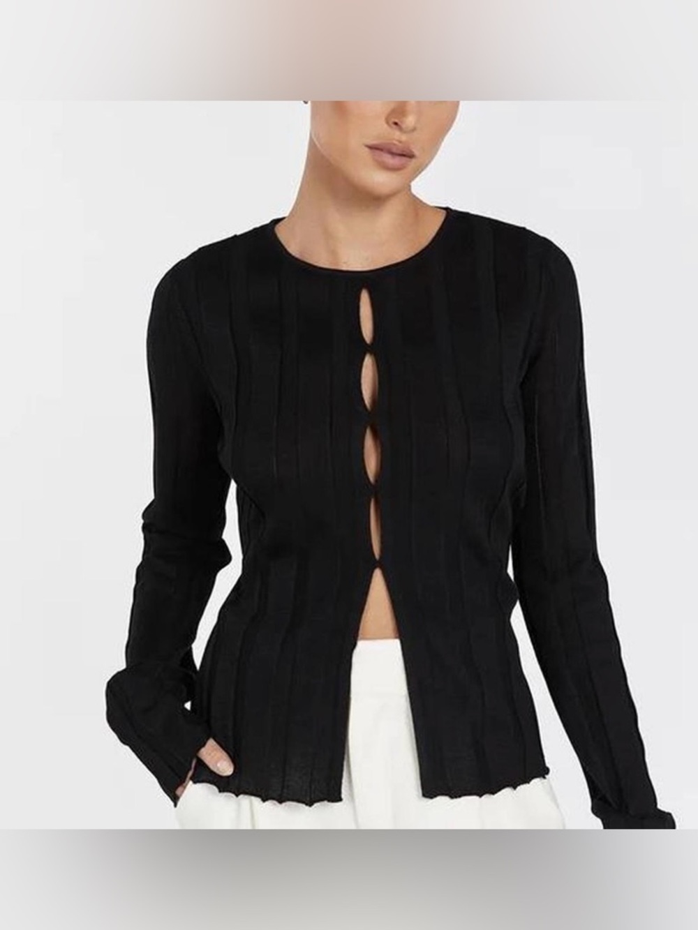 DISSH Bronson Black Long Sleeve Kint Top NWOT